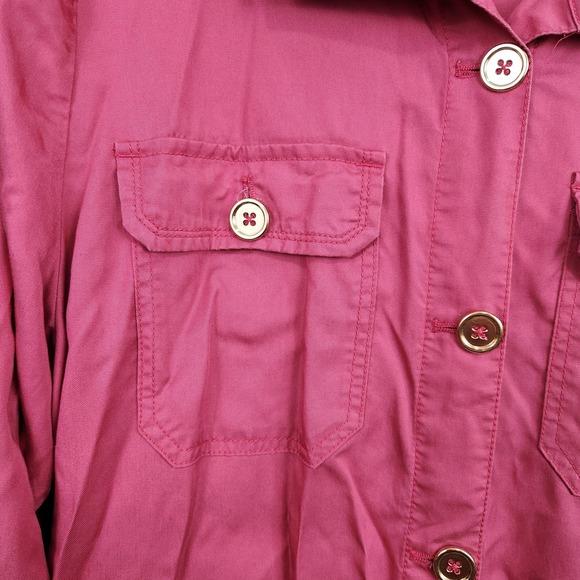 Chico's Jacket Chunky Button Up Boho Lagenlook‎ Layer Salmon Gold Pink SZ 12/14 - Picture 2 of 13